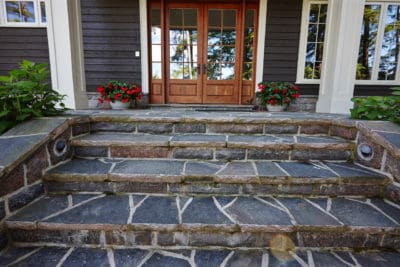 Landscapes of Muskoka Cottage Stone Steps Front Doorway