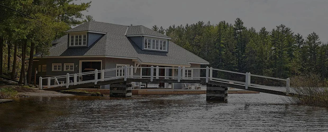 Landscapes of Muskoka Cottage Walkway Bridge Dark